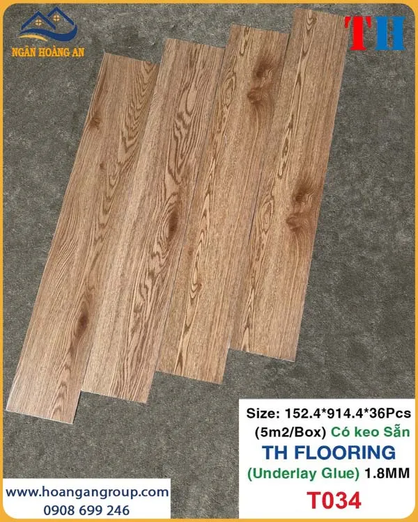 Sàn Nhựa Giả Gỗ Có Keo Sẵn THFLoor TH034 Dày 1.8mm